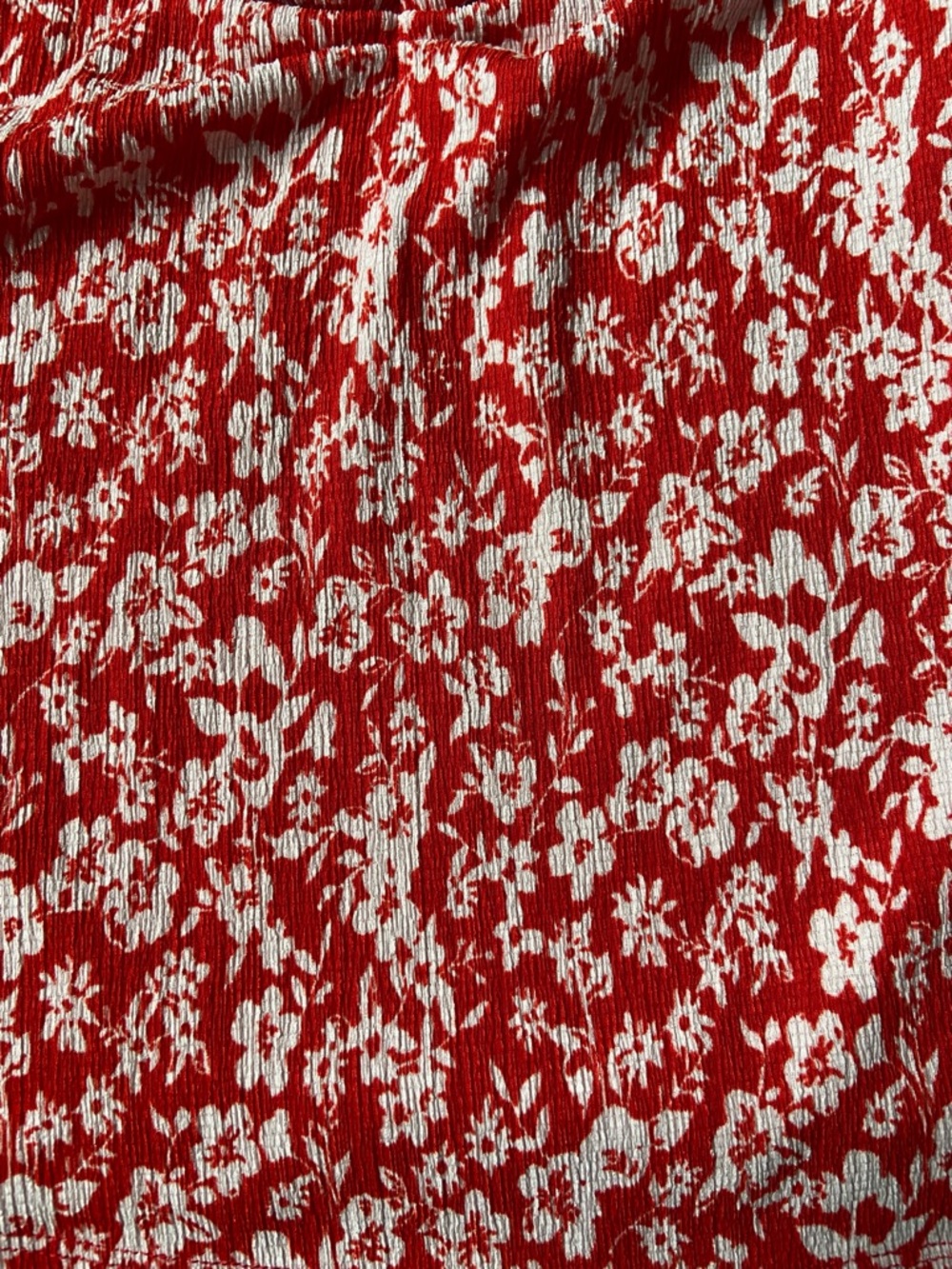 Anthropologie Red and White Floral Puff-Sleeve Blouse - Picture 3 of 4